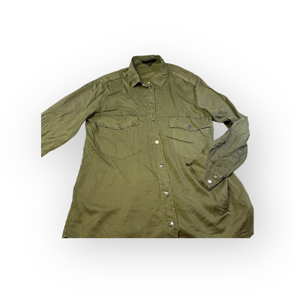 Sanctuary Olive Green Tencel Utility Shirt Button Down Long Sleeve Size‎ Small - Picture 2 of 8